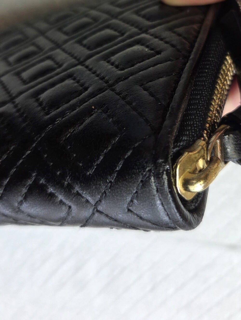 Tory Burch Black Quilted Black Leather Long Wallet from Fleming Collection EUC - Picture 9 of 13